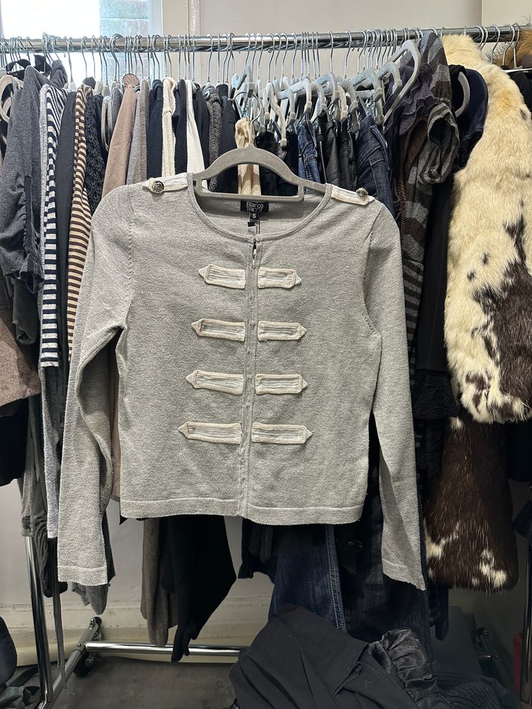 Grey Military Style Cardigan